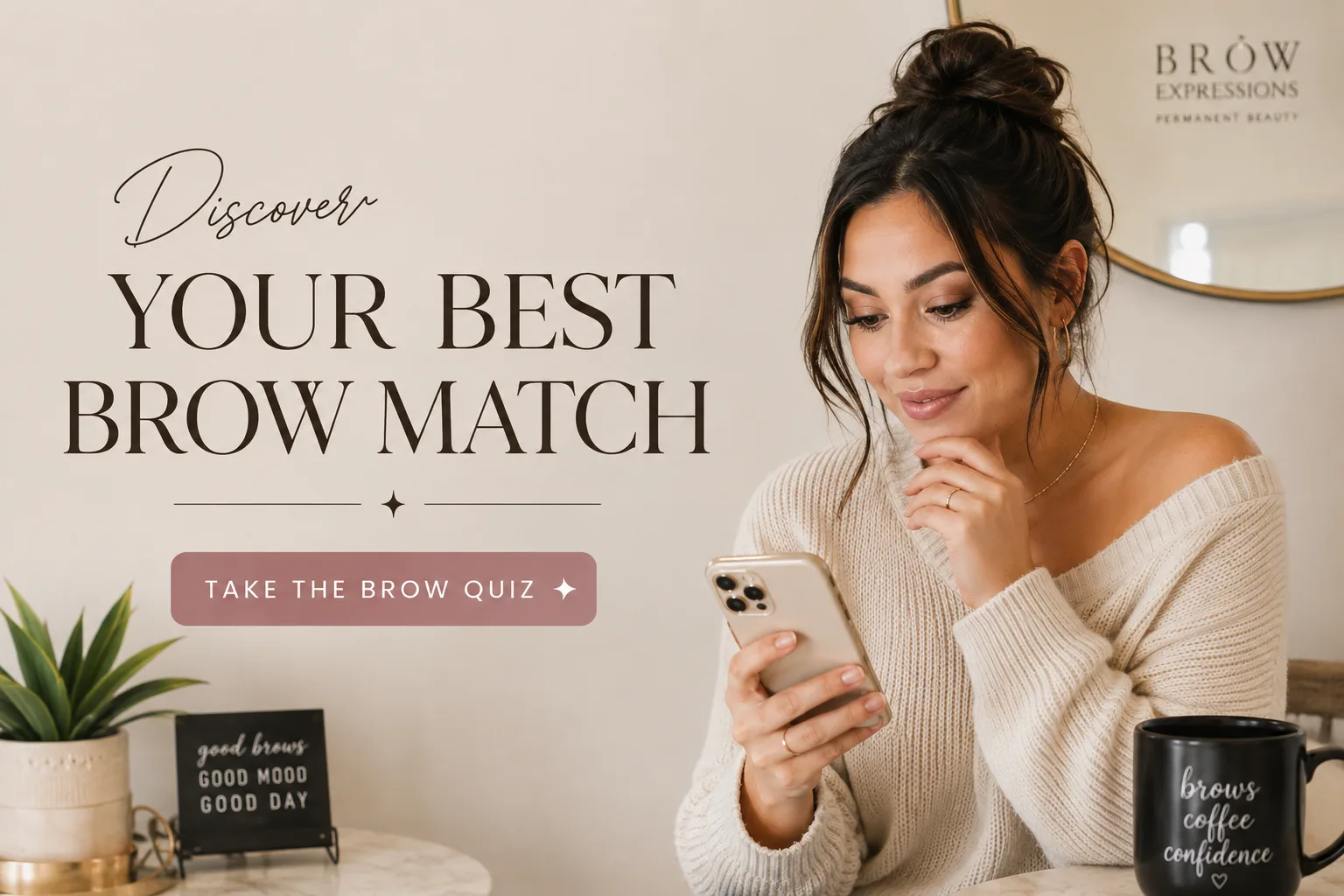 Woman discovering her best brow match with the Brow Expressions quiz