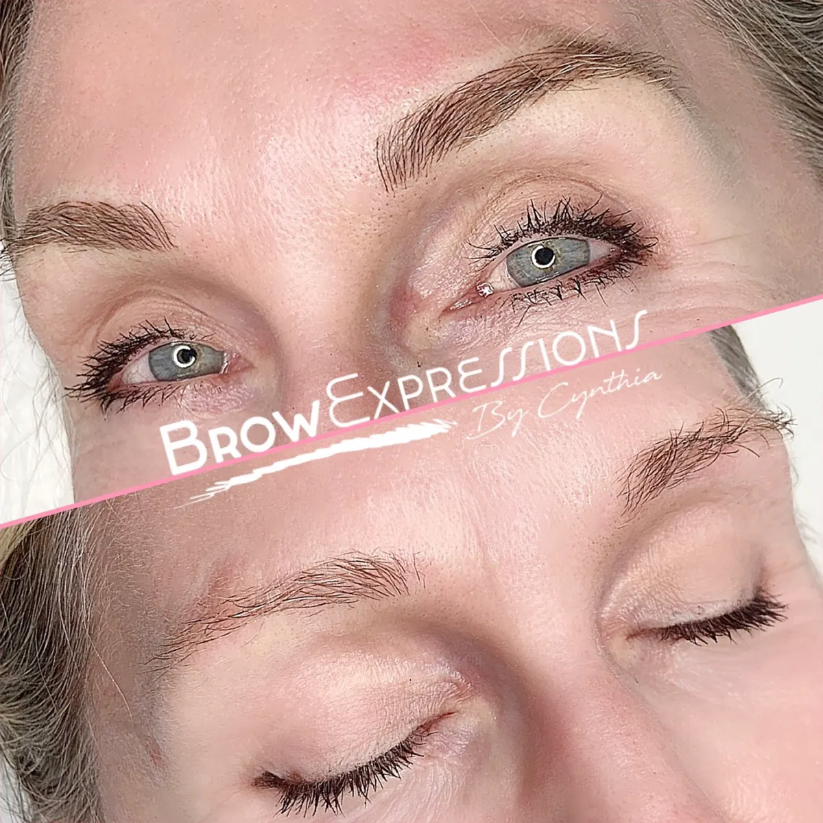 Healed nano brows before and after in Prescott, AZ — feathered, natural-looking eyebrow hairstrokes