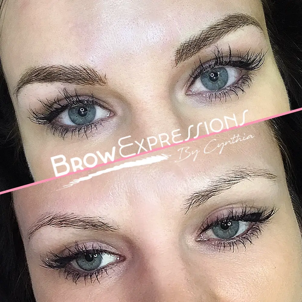 Healed nano brows before and after on fair skin — Brow Expressions Prescott